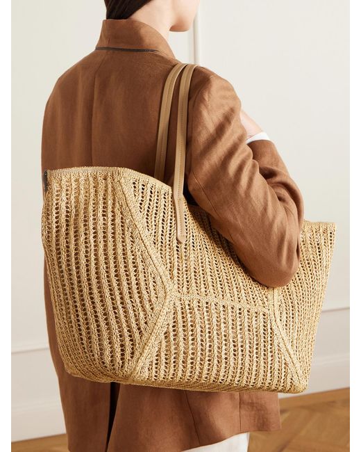 Brunello Cucinelli Natural Leather-Trimmed Woven Tote