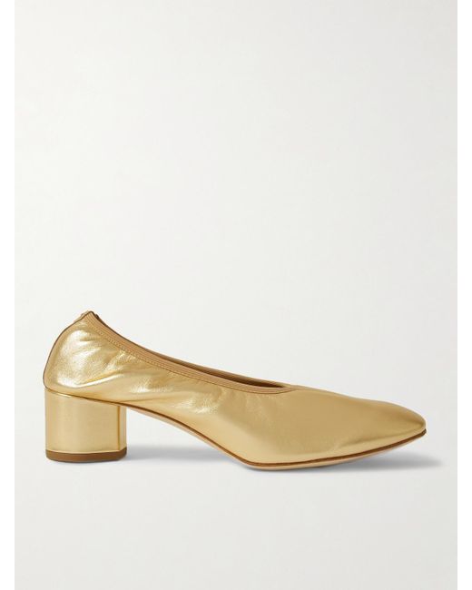 Aeyde Natural Gemma Metallic Leather Pumps