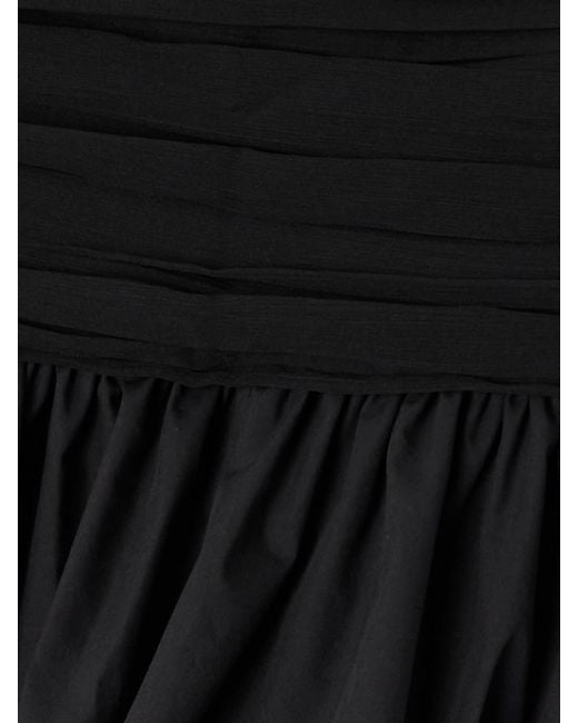Abadia Black Ruched Chiffon-Trimmed Poplin Mini Skirt