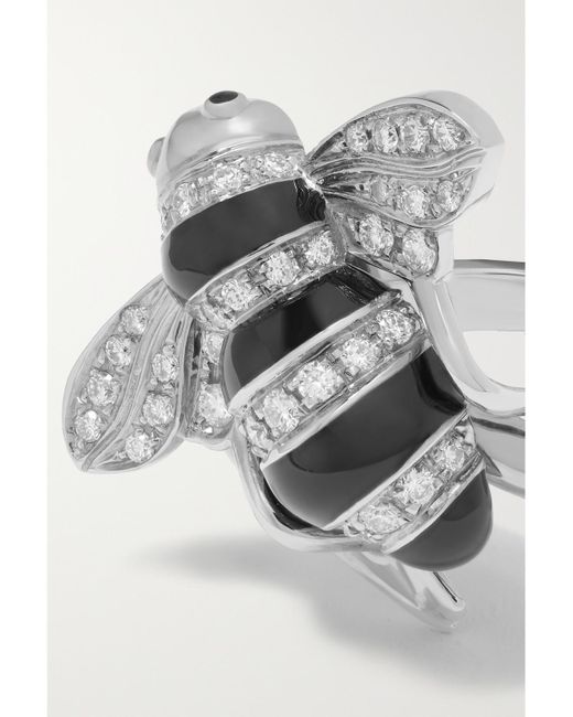 Sabbadini White Baby Bee 18-Karat, Lacquer And Diamond Ring