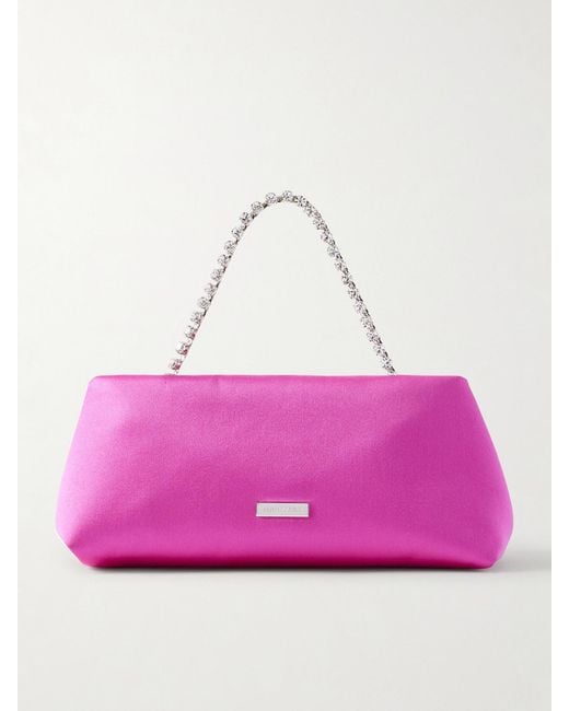 Aquazzura Pink Temptation Mini Embellished Satin Tote