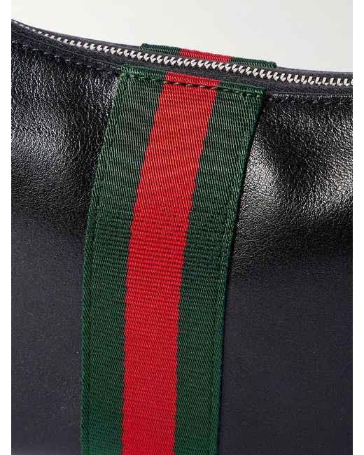 Gucci Black Lunetta Leather-Trimmed Canvas-Jacquard Shoulder Bag