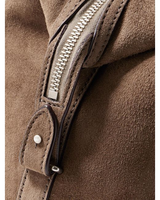 Metier Brown Vérité City Medium Braided Leather-Trimmed Suede Tote
