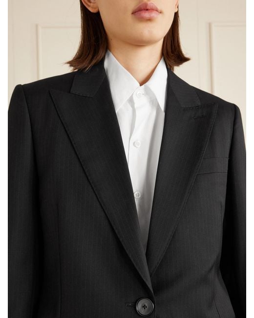 Givenchy Black Pinstriped Wool Blazer