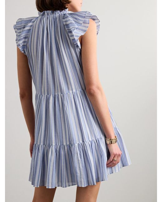 Mini-Robe En Coton À Rayures Et À Volants Zee Veronica Beard en coloris Blue