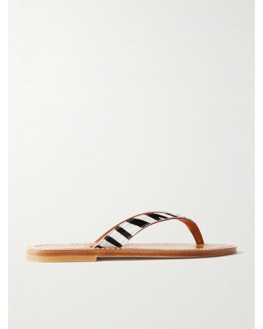 K. Jacques Multicolor Torino Zebra-Print Goat Hair Flip Flops