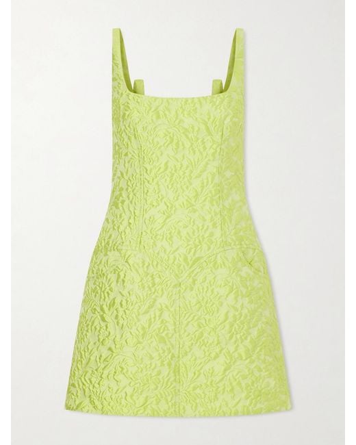 Emilia Wickstead Yellow Floral Silk-Blend Jacquard Mini Dress