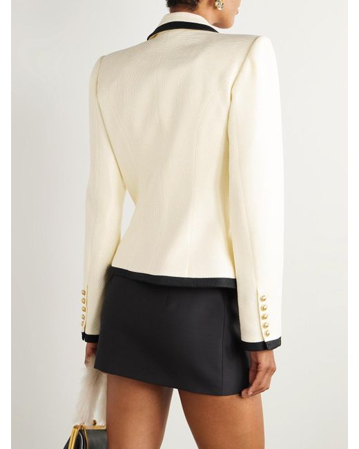 Balmain Black Blazer Aus Webstoff Mit Zierknöpfen