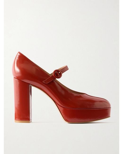 Gianvito Rossi Red 70 Glossy Leather Mary Jane Pumps