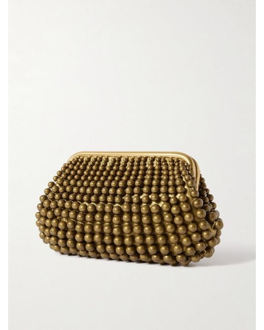 Cult Gaia Nia Mini Beaded Metallic Leather Clutch