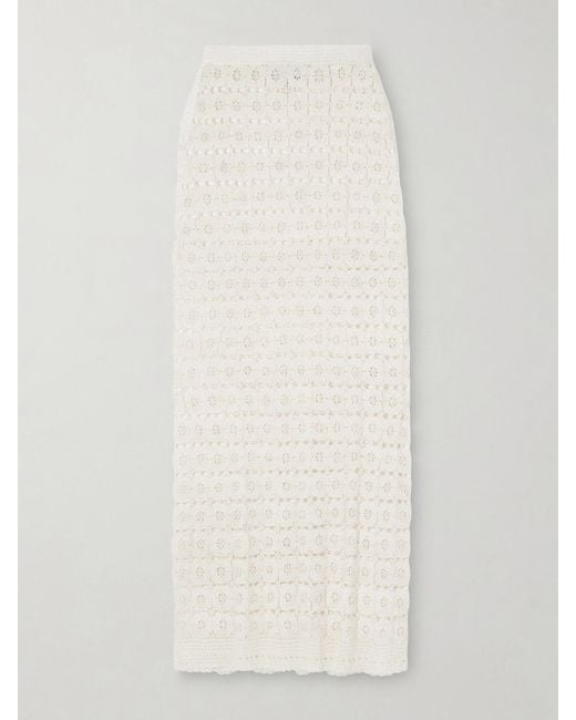 Calle Del Mar White Tea Party Crochet Midi Skirt