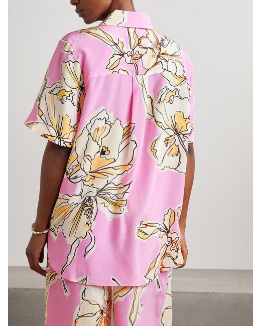 Aje. Pink Mirella Floral-Print Silk Shirt