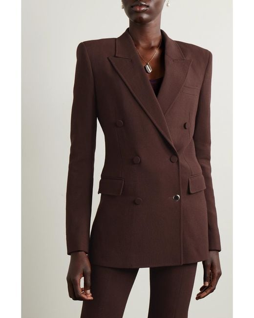 Gabriela Hearst Brown Gavin Double-Breasted Wool-Crepe Blazer