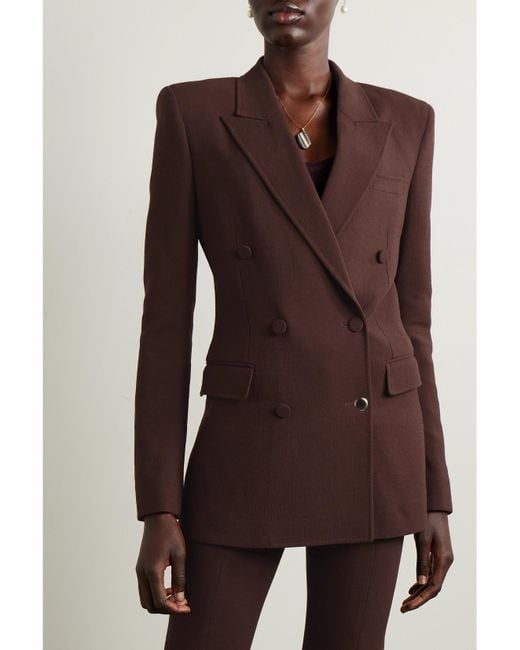 Gabriela Hearst Brown Gavin Double-Breasted Wool-Crepe Blazer