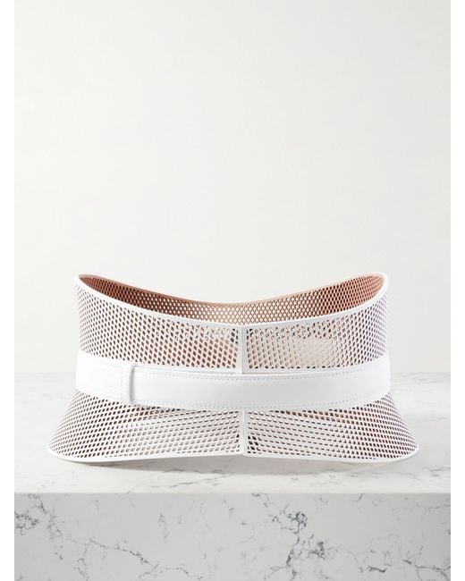 Alaïa Gray Neo Bustier Laser-Cut Leather Belt