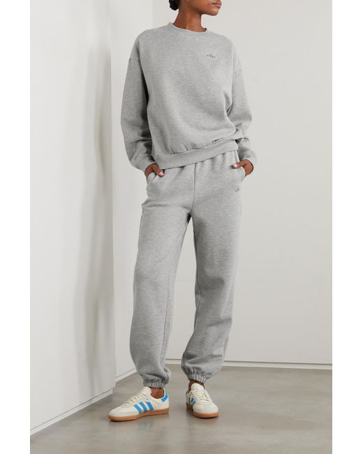 Accolade cotton-blend trackpants in grey - Alo Yoga