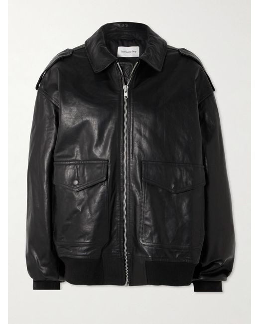Frankie Shop Black Viper Oversized Leather Jacket
