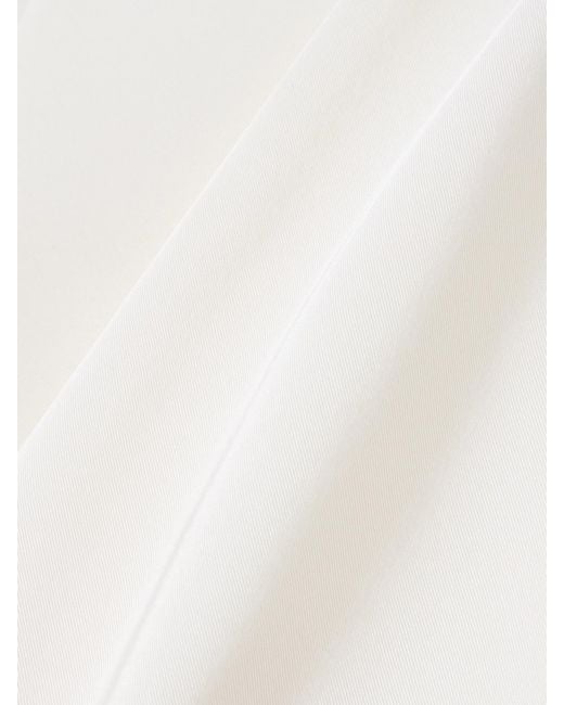 Carolina Herrera White Cropped One-Shoulder Ruffled Silk-Faille Top