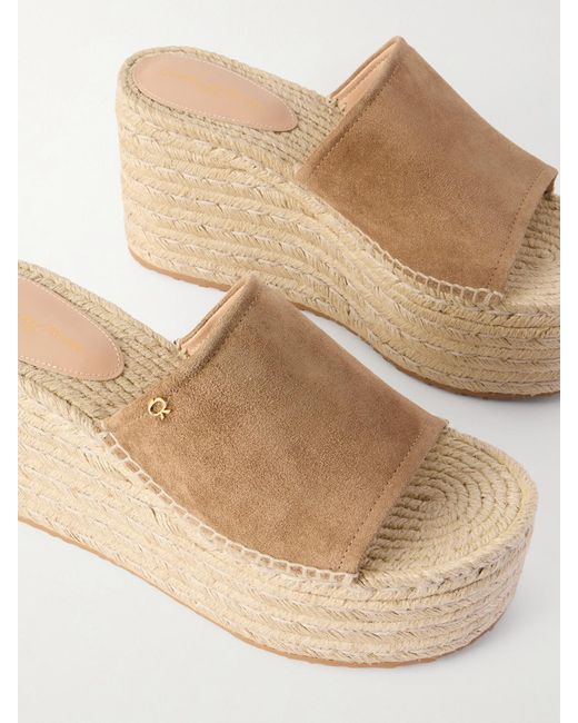 Gianvito Rossi Natural 60 Suede Platform Espadrille Sandals