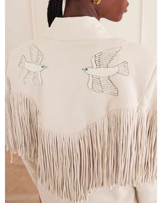 Alix Of Bohemia Natural Jude Fringed Cotton-Canvas Jacket