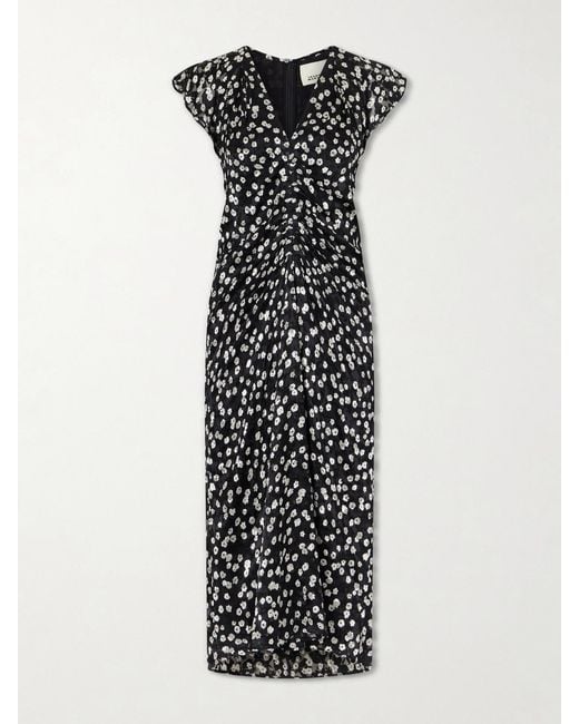 Isabel Marant White Lyndsay Floral-Print Chiffon Midi Dress