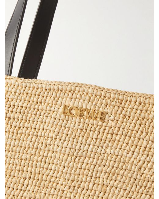 Loewe Natural Paula's Ibiza Puzzle Fold Große Tote Aus Raffiabast Mit Lederbesätzen