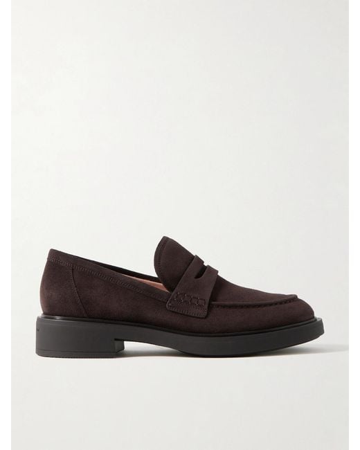 Gianvito Rossi Brown Harris 20 Suede Loafers