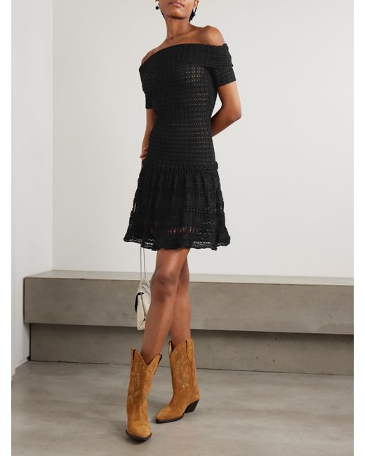 Isabel Marant Black Charlotte Minikleid Aus Häkelmaterial