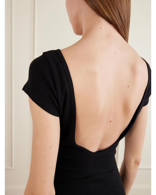 Matteau Black Open-Back Cotton-Jersey Mini Dress