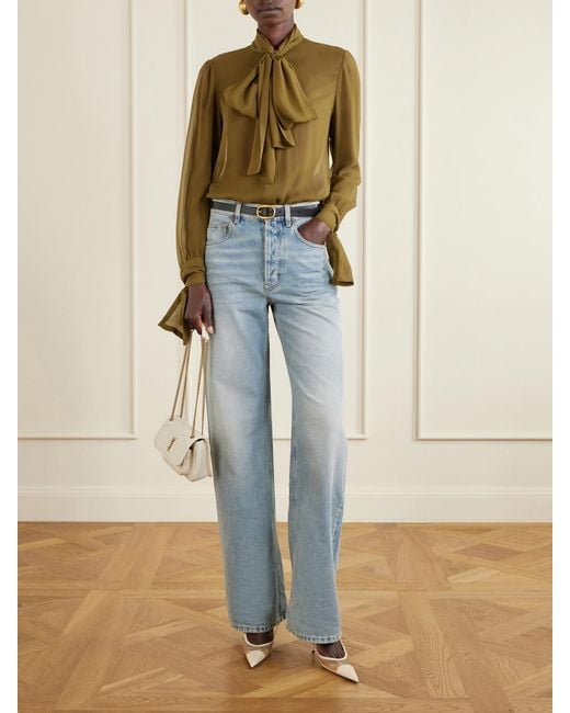 Saint Laurent Natural Niki Mini Cassandre-Embellished Crinkled-Leather Shoulder Bag