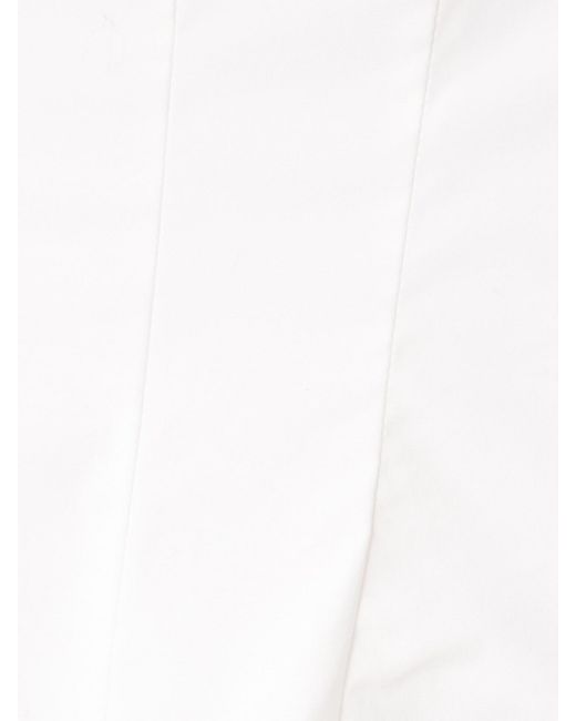 Staud White Wells Pleated Cotton-Blend Poplin Mini Dress