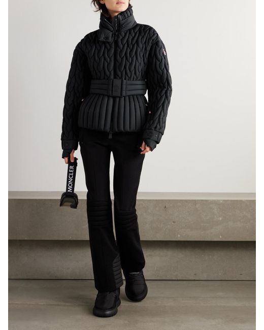 Moncler Black Maipo Appliquéd Belted Quilted Padded Shell Down Ski Jacket