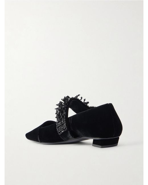 Roger Vivier Black Belle Vivier 25 Embellished Velvet Mary Jane Pumps
