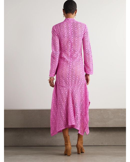 Alix Of Bohemia Pink Laila Cotton-Lace Midi Dress