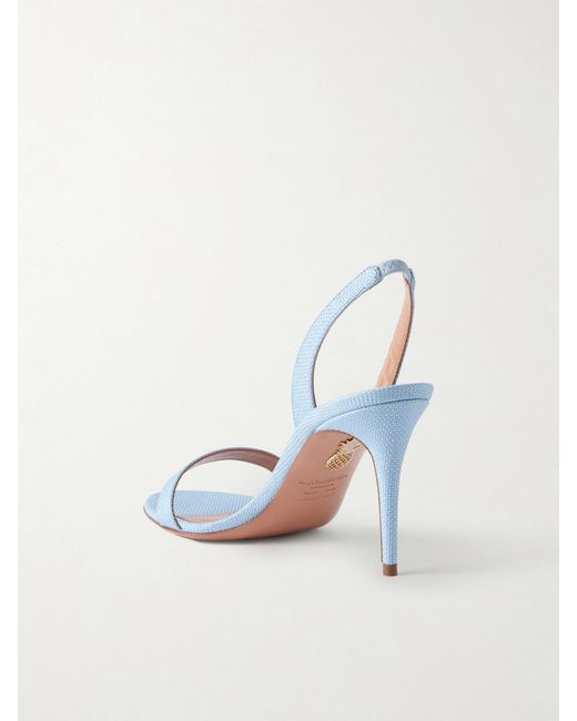 Aquazzura Blue So Nude 85 Raffia Slingback Sandals