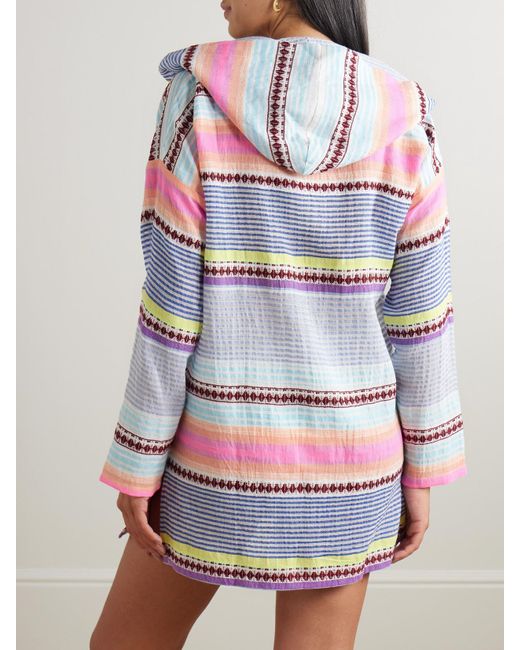 Robe De Plage À Capuche En Voile De Coton Mélangé À Rayures Henok Lemlem en coloris Gray