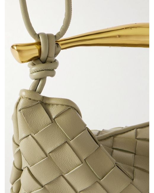 Bottega Veneta White Sardine Mini Intrecciato Leather Shoulder Bag