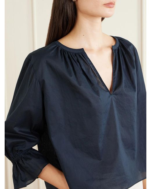 FRAME Blue Poet Cotton Blouse
