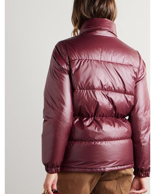Moncler Red Verone Reversible Twill-Jacquard Trimmed Quilted Shell Down Jacket