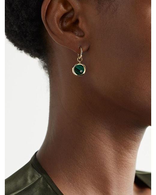 Mateo Natural Convertible 14-Karat, Malachite And Diamond Earrings