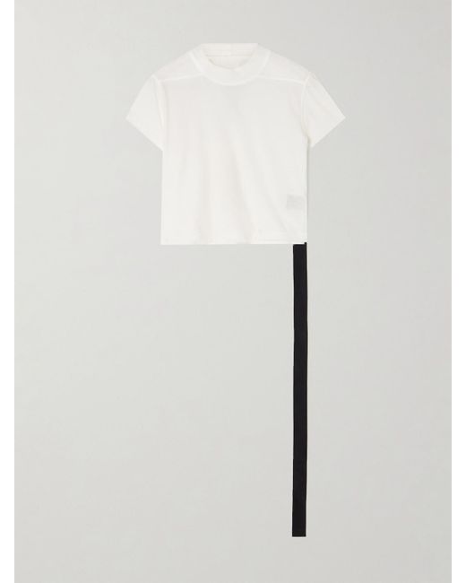 Rick Owens White Cropped Organic Cotton-Jersey T-Shirt