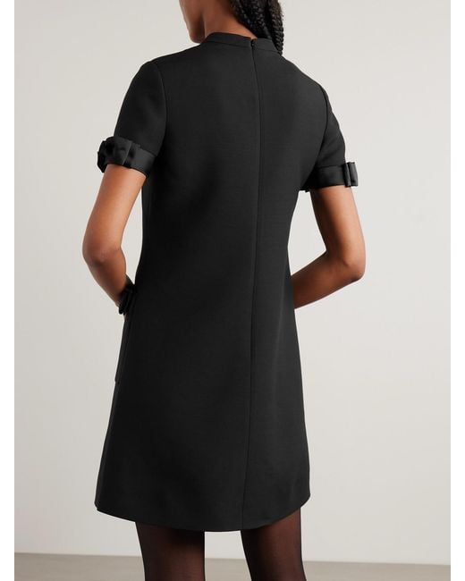 Valentino Garavani Black Satin-Trimmed Wool And Silk-Blend Mini Dress