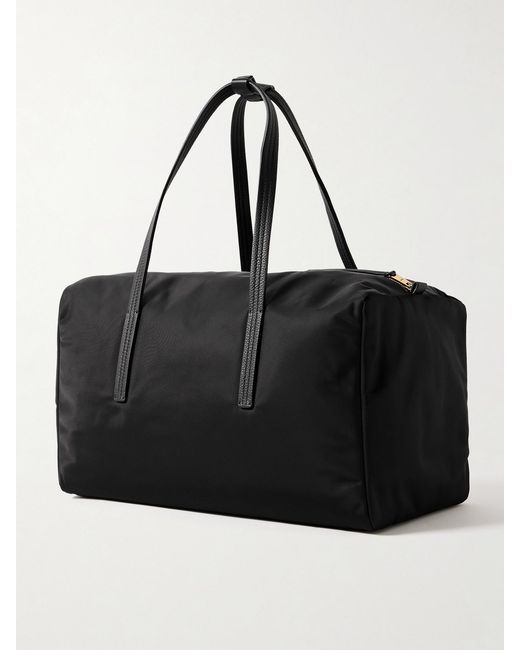 Khaite Black Sage Textured Leather-Trimmed Shell Duffle Bag