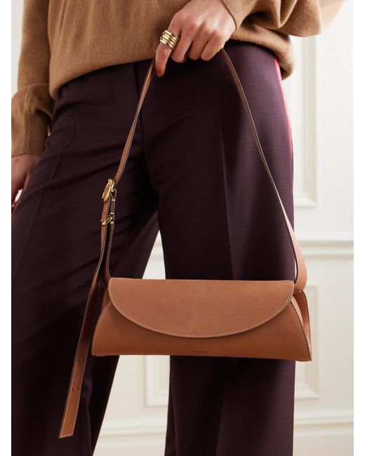 Jil Sander Brown Kleine Schultertasche Aus Leder