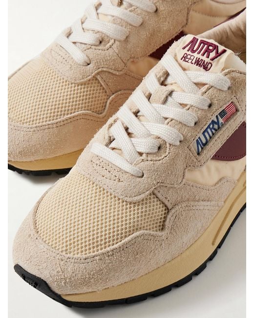 Autry Natural Reelwind Low Leather-Trimmed Suede, Mesh And Shell Sneakers