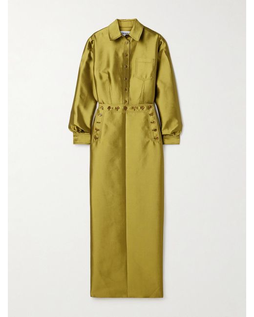 Christopher John Rogers Yellow Sailor Silk And Wool-Blend Duchesse-Satin Maxi Dress
