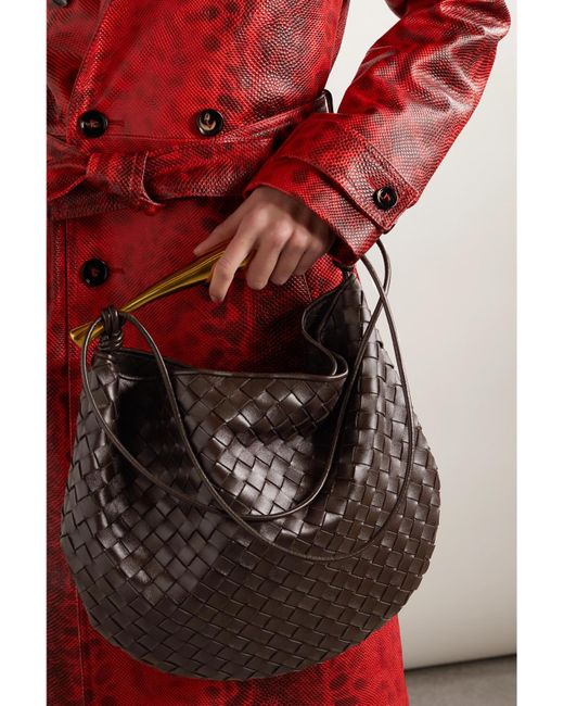 Bottega Veneta Black Sardine Medium Intrecciato Leather Shoulder Bag
