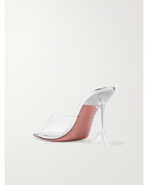 AMINA MUADDI White Lupita Glass Pvc Heel Mules