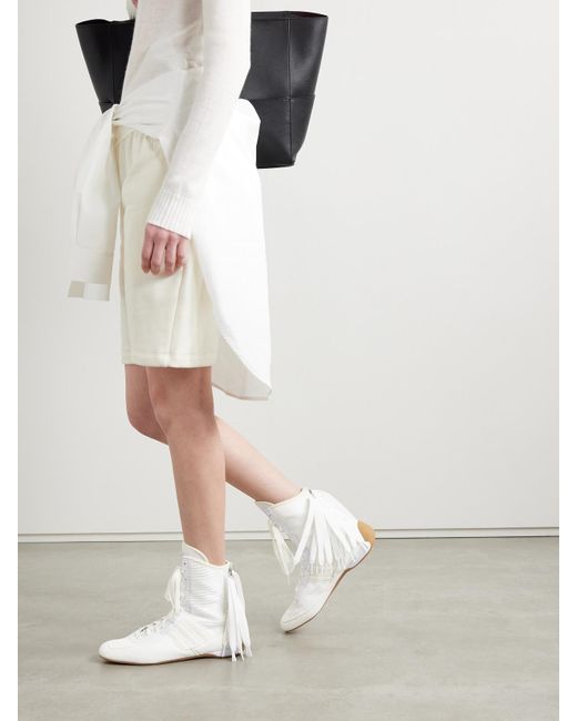 Adidas By Stella McCartney White Rasant V3 Fringed Vegan-Trimmed Canvas Sneakers