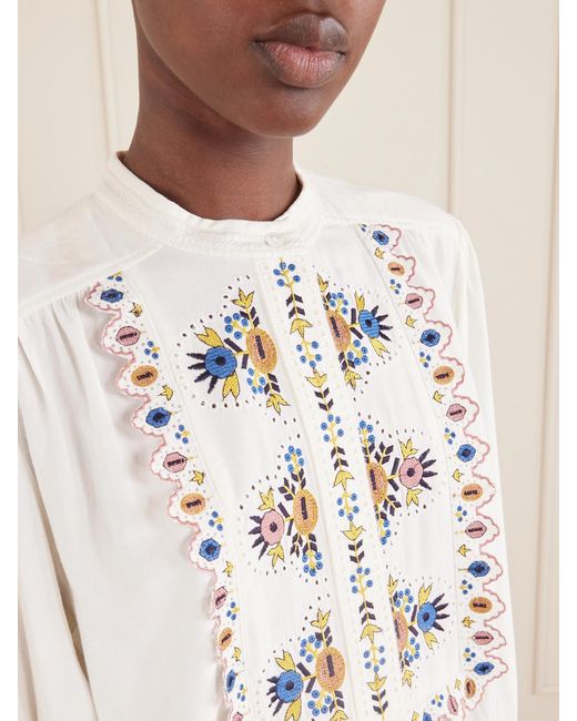 Isabel Marant Natural Monique Embroidered Linen-Blend Blouse